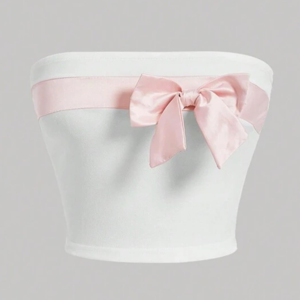 RARE silk bow tube top crop top